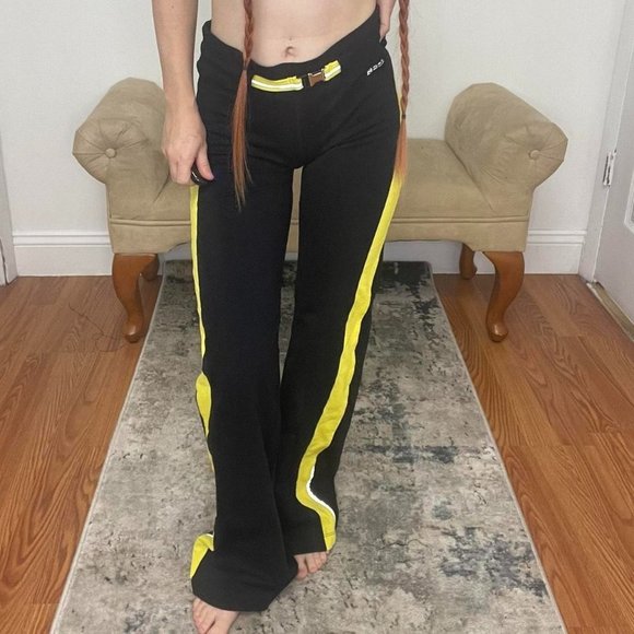 Bebe sport Y2k flare black yellow sports pants - Picture 2 of 3